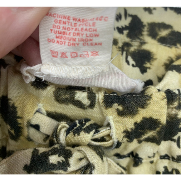 Sigal Felina Paper Bag Pants Sz XS Linen Blend Leopard Print Pull On Beachy - Picture 6 of 7